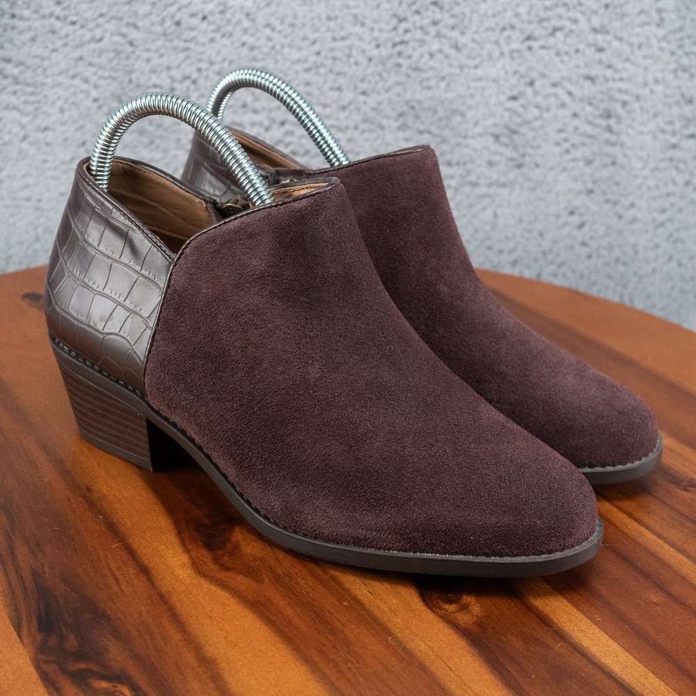 Vionic Marissa Boots Womens Size 6.5 Maroon Croc *READ*